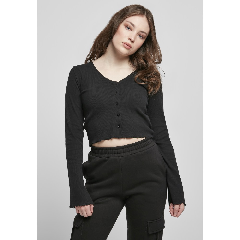 Urban Classics - Cropped Rib Cardigan - Zwart